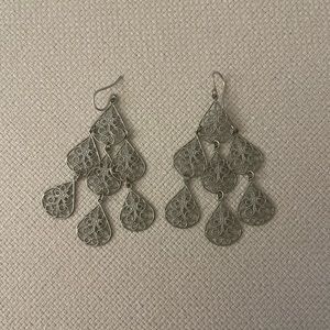 Silver Teardrop Chandelier Earrings